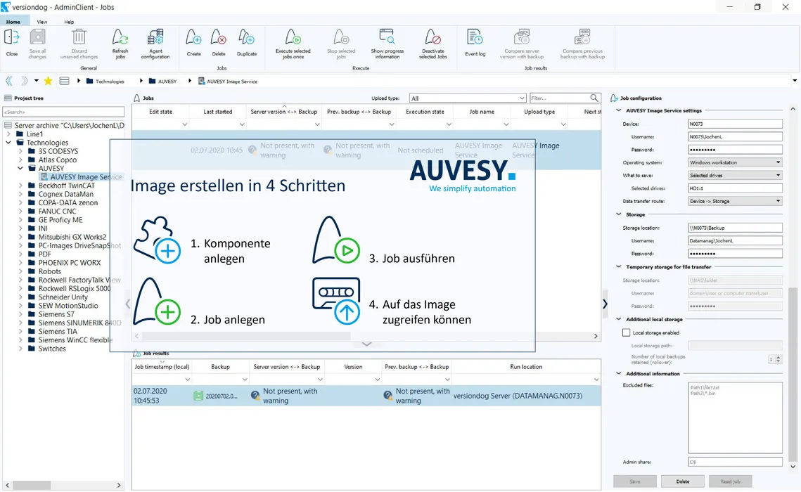 Bild 1: Mit dem Image-Service gelingt die Image-Erzeugung in vier einfachen Schritten. (Urheber: AUVESY)