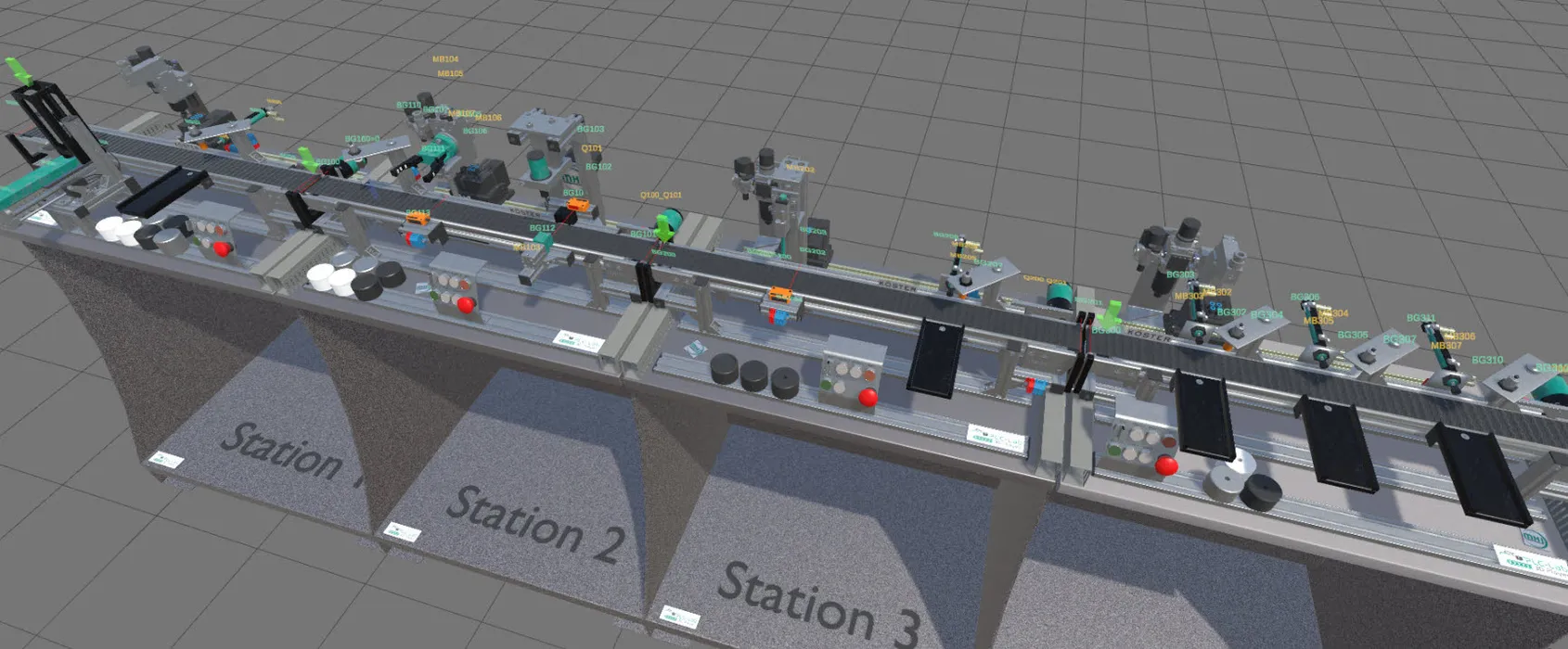 Bild 2: Für die Ausbildung im Hinblick auf Industrie 4.0 digitalisiert die Mechatronic Simulation Wall reale mechatronische Lernfabriken und stellt sie mit Hilfe mehrerer Simulationen im Maßstab 1:1 dar. (Urheber: MHJ-Software GmbH & Co. KG )