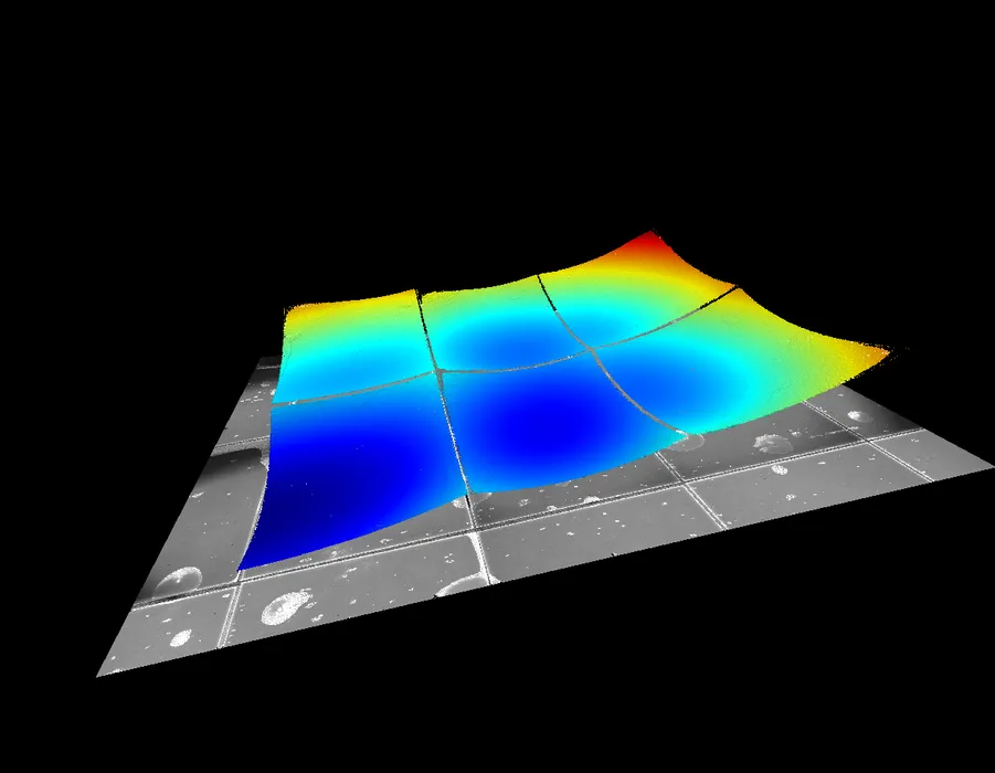 Bild 3: Typisches Anwendungsbeispiel für Scanning-Interferometer ist das Erkennen von Platinenverzug. (Urheber: Polytec)
