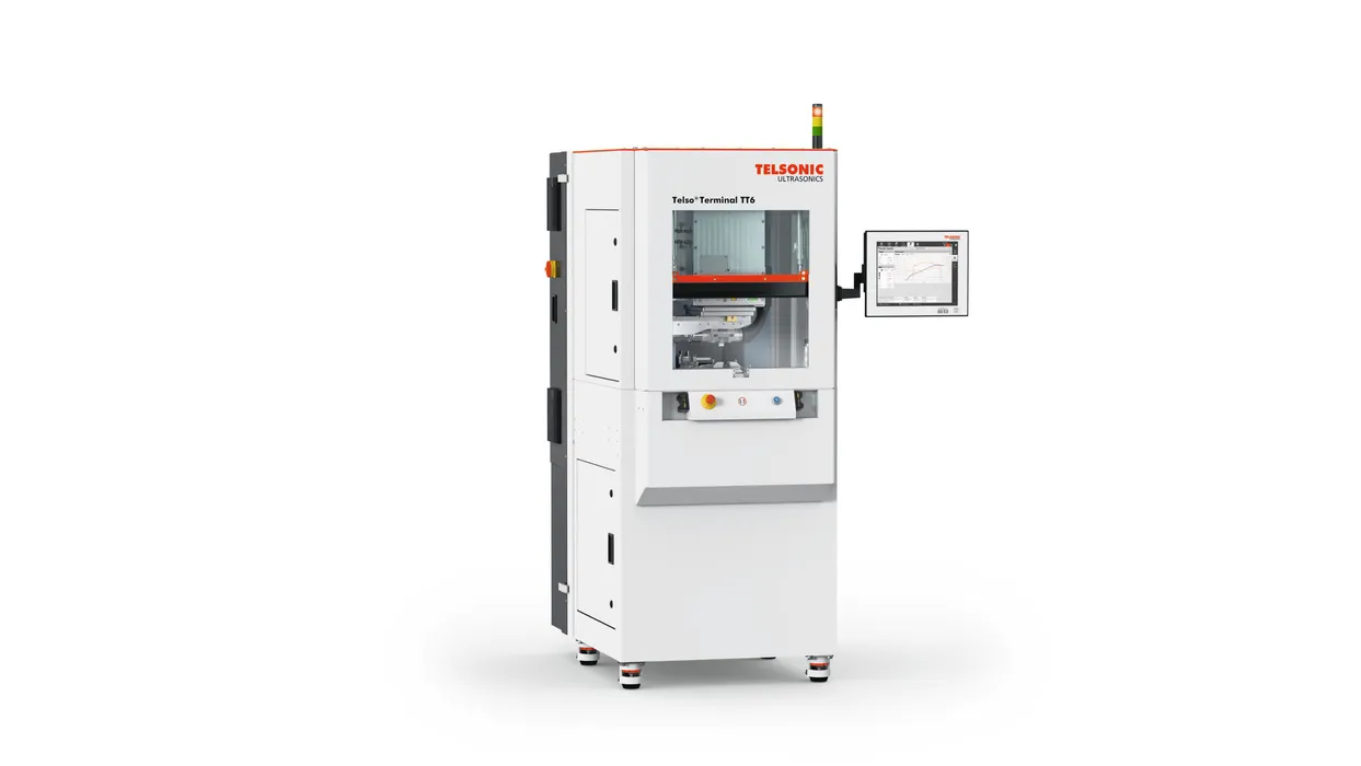 Für Anwendungen, die eine energieeffizientere Verbindungstechnologie erfordern, bietet Telsonic ab dem Frühjahr 2025 mit der TelsoTerminal TT6 eine kompakte Terminalschweißanlage in den Leistungsstufen 7,2 kW und 9,6 kW. (Urheber: Telsonic)